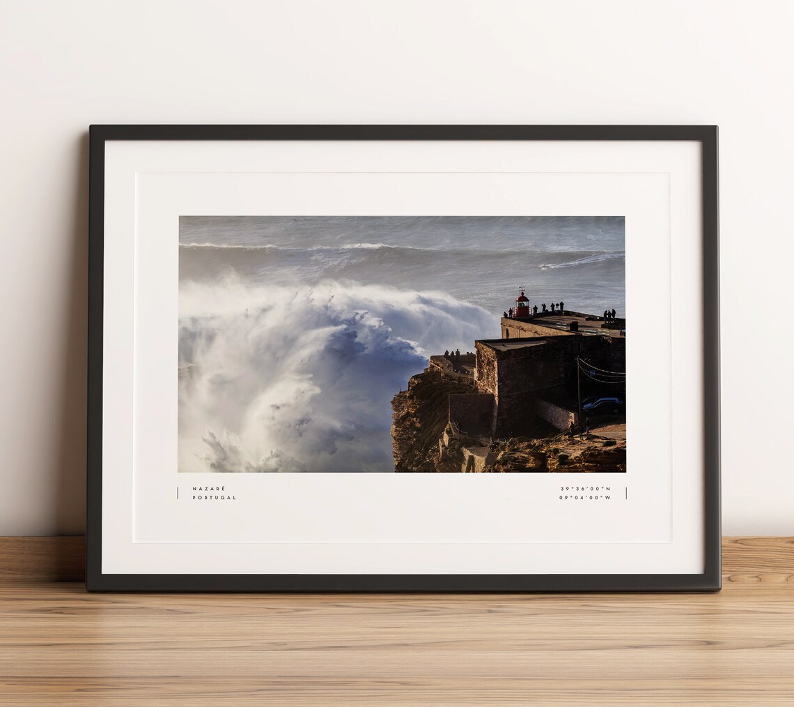Nazaré Travel Poster, Wave Coordinates Wall Art