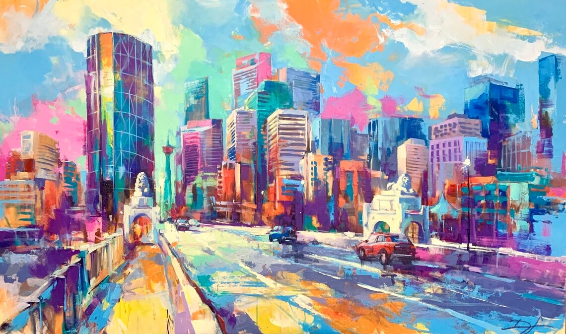 Centre Guardians, Calgary Downtown Cityscape Art Print