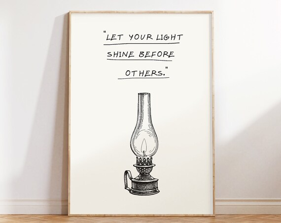 Let Your Light Shine Before Others Oil Lamp Christian Quote Poster