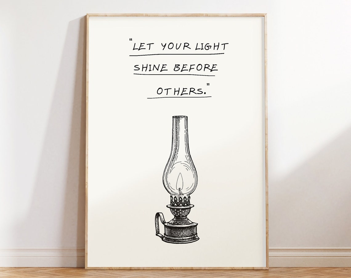 Let Your Light Shine Before Others Oil Lamp Christian Quote Poster