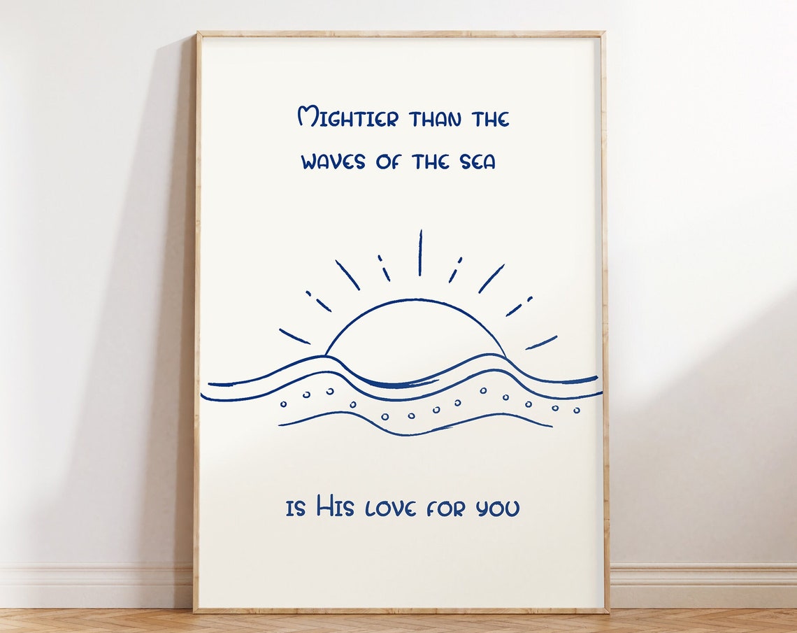 Mightier Than The Waves Christian Scripture Bible Verse Poster