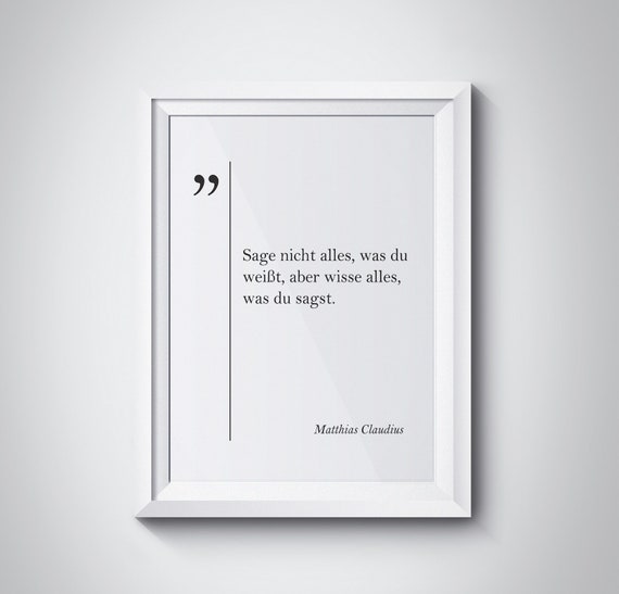 Matthias Claudius Quote Deutsche Zitaten German Quotes Life Quotes German Wall Art Friend Gift Coworker Gift German Decor Inspiring Wall Art