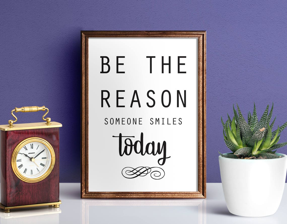 Be The Reason Someone Smiles Today Inspirational Typography Poster - Image 2