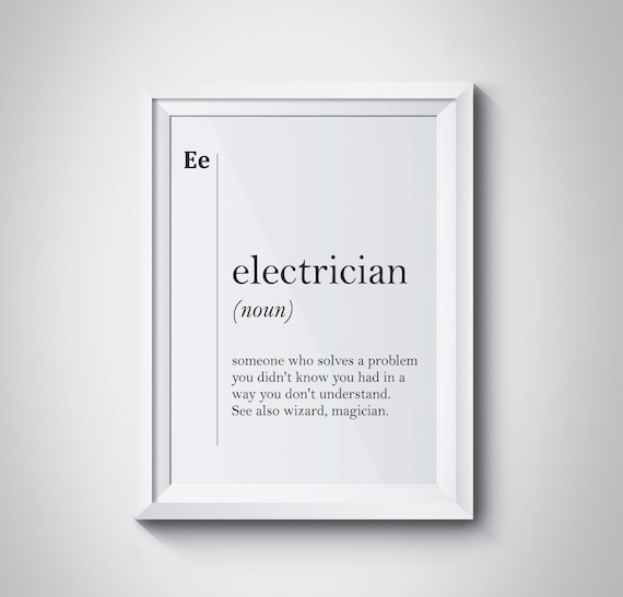Electrician Funny Definition Tradesman Gift White Dictionary Poster