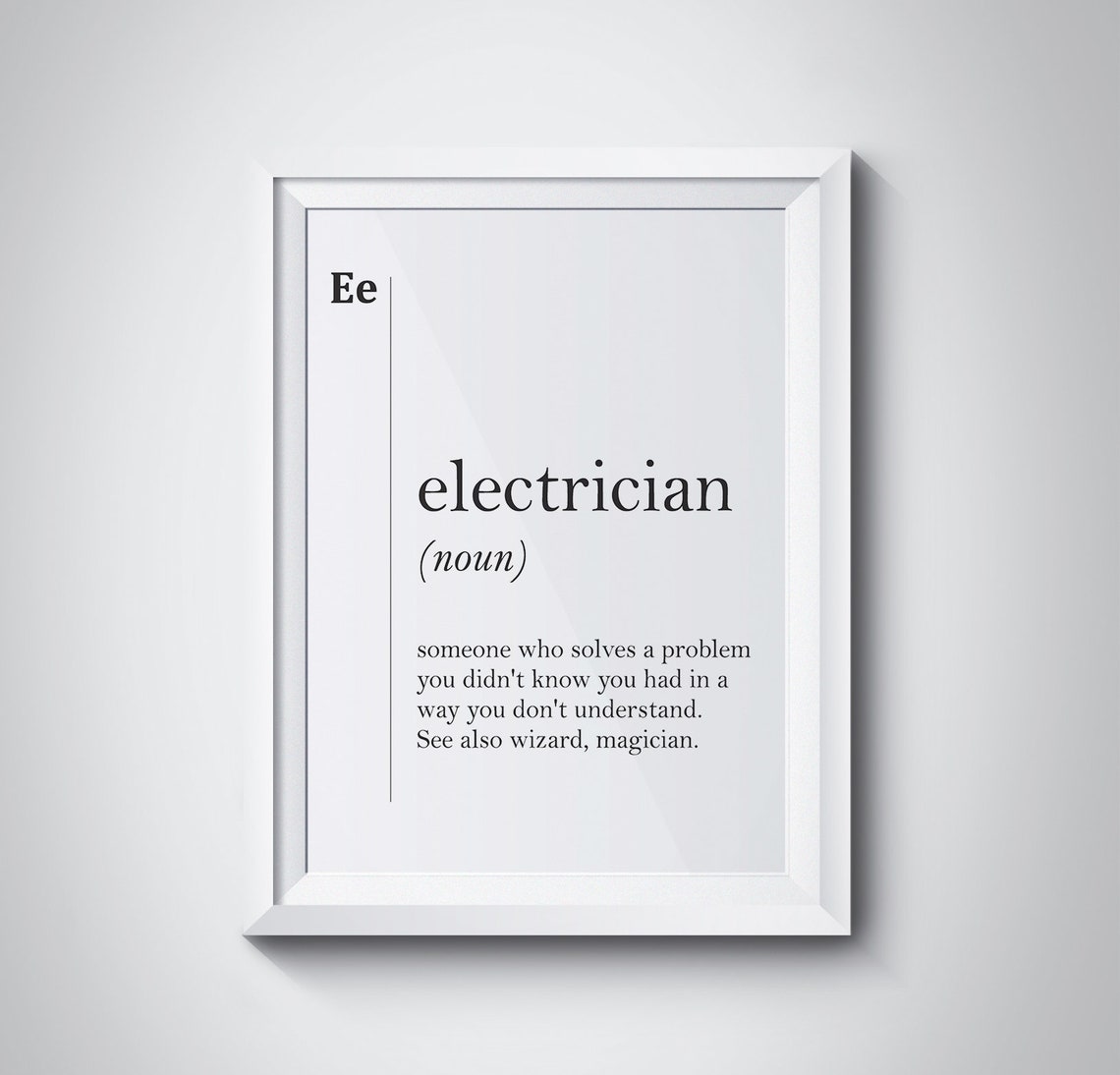 Electrician Funny Definition Tradesman Gift White Dictionary Poster