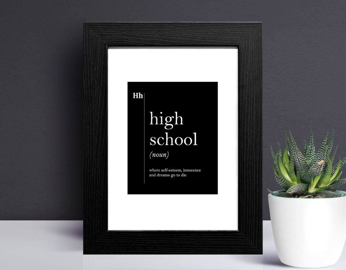High School Funny Definition Nostalgic Teen Humor Black Poster - Image 2