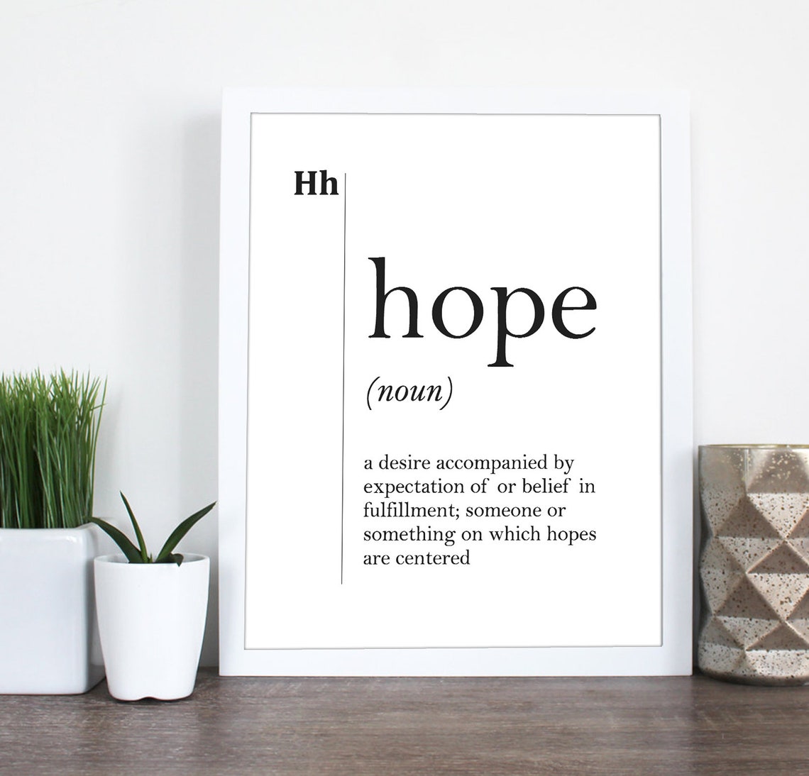 Hope Noun Dictionary Definition Inspiring Typography Quote Poster - Image 2