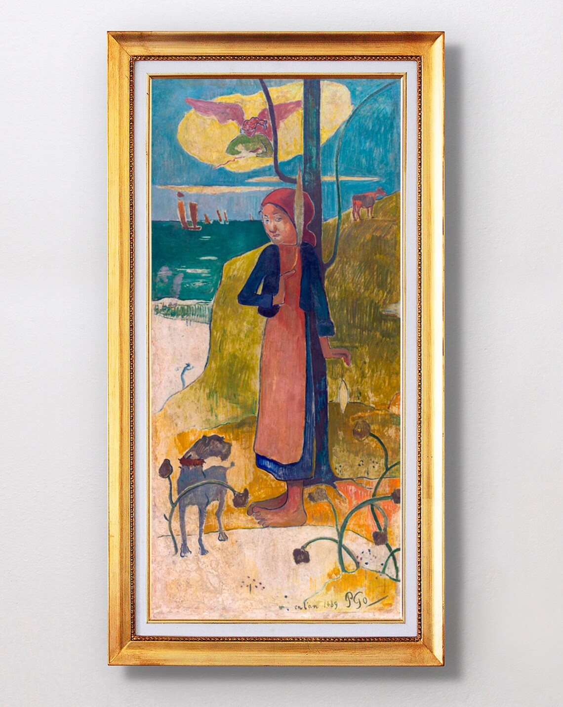 Paul Gauguin Breton Girl Spinning 1889 Post Impressionist Coastal Poster