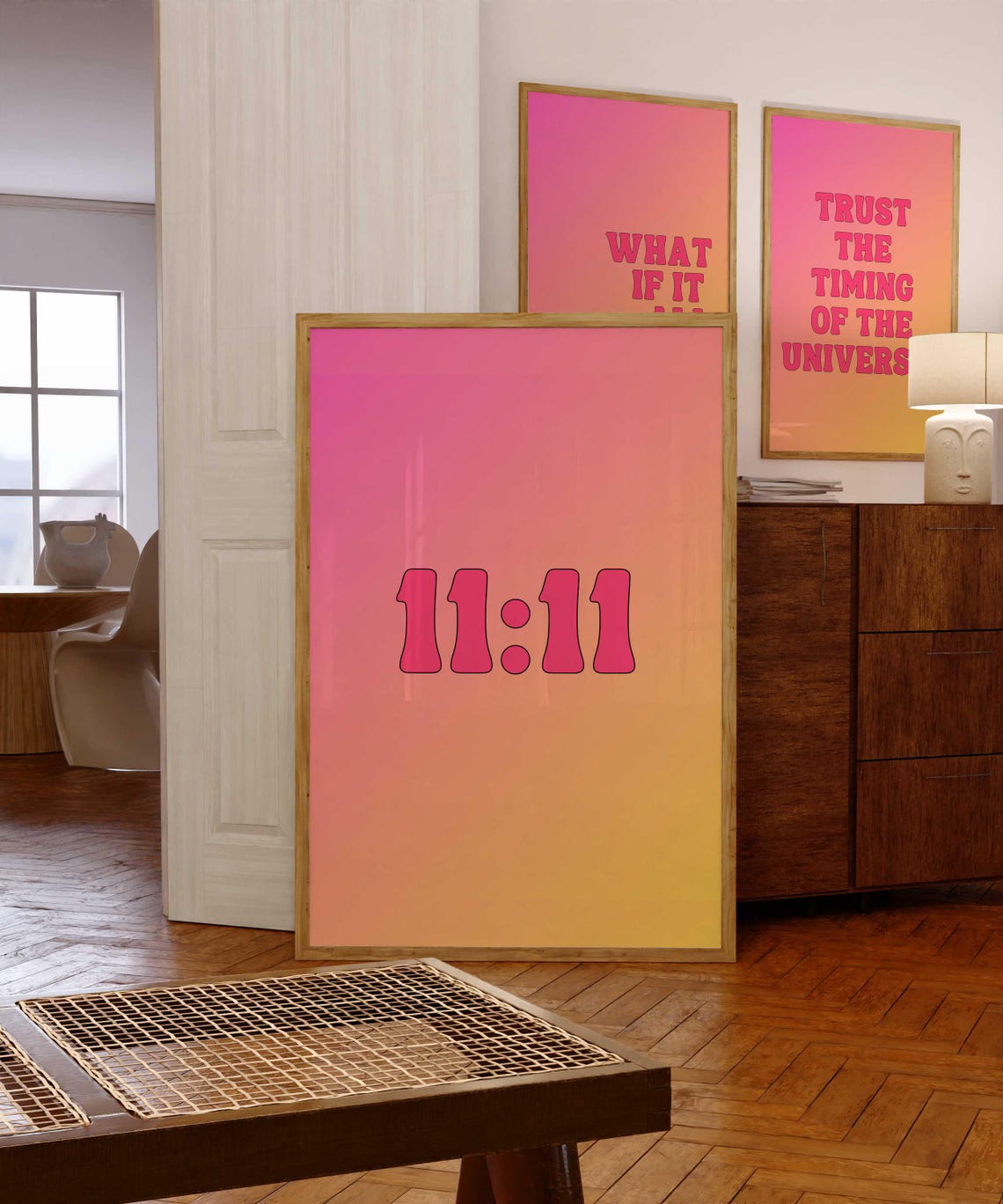Eleven Eleven Angel Number Retro Gradient Manifesting Poster - Image 2