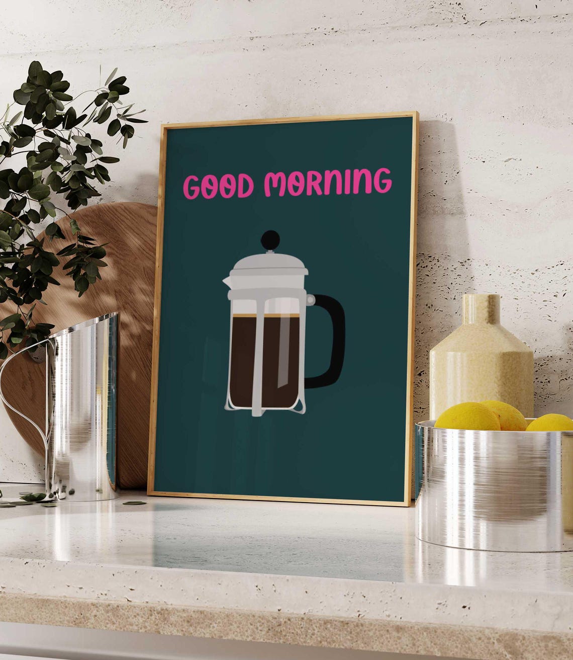 Coffee Lover Duo Set Good Morning You And Me Bold Kitchen Wall Art - Image 4