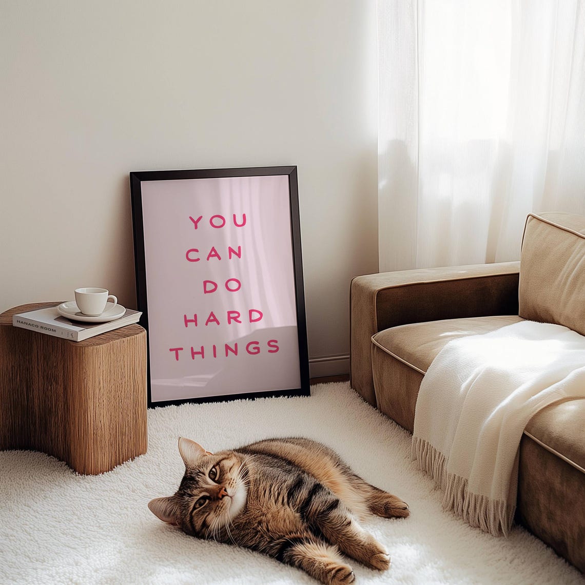 You Can Do Hard Things Red Lettering Blush Motivational Poster - Image 2
