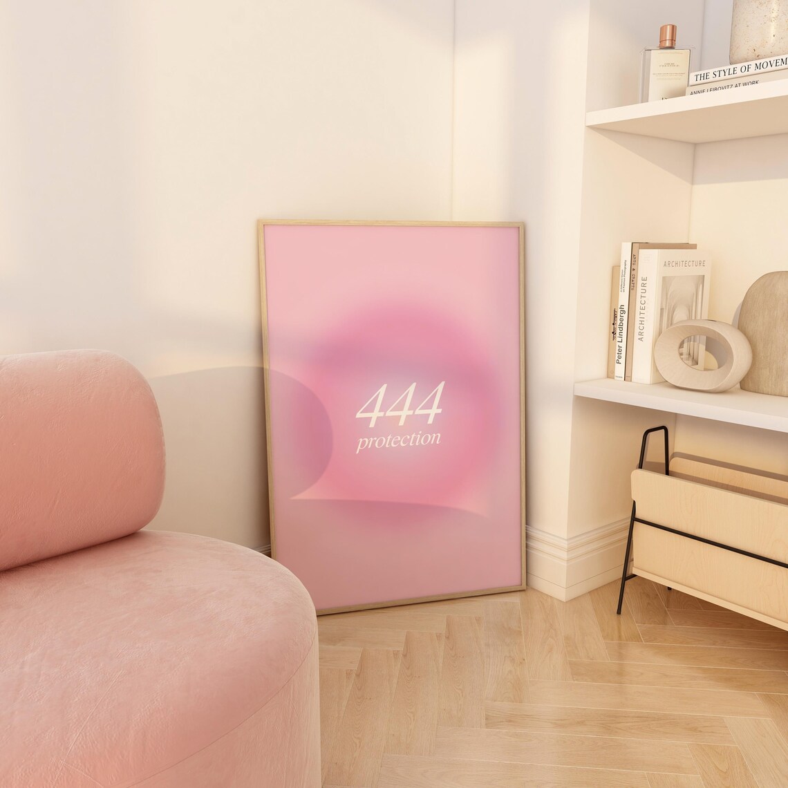 444 Wall Art Pink Room Decor Angel Number 444 Poster Aura Wall Art Pink 444 Print Angel Number Gift For Girl Apartment Decor Pink - Image 5