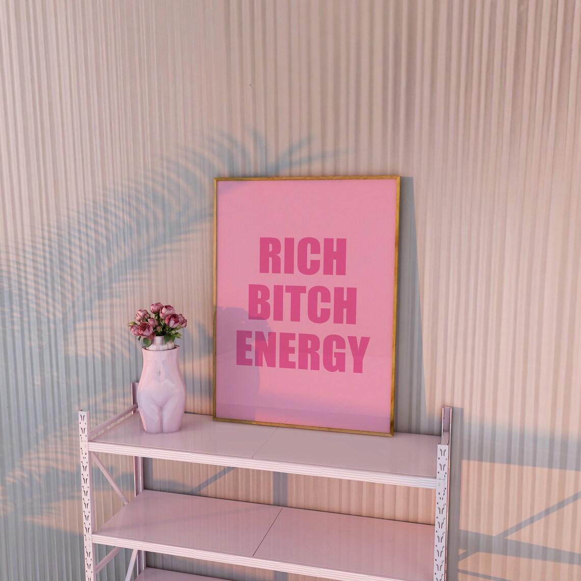 Rich Bitch Energy Pink Bold Typography Sassy Money Mindset Quote Poster - Image 2