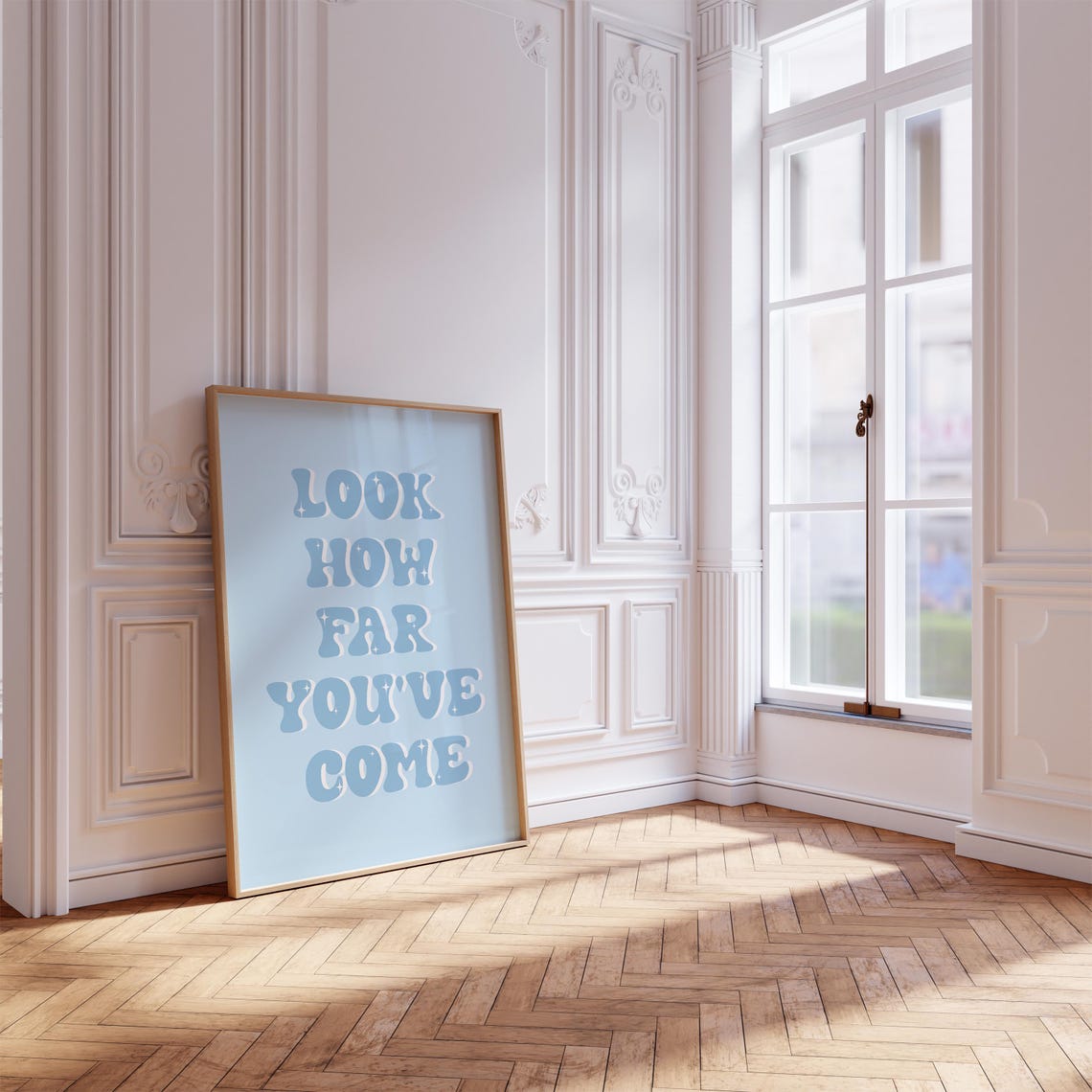Look How Far You Have Come Retro Bubble Blue Positive Poster - Image 3