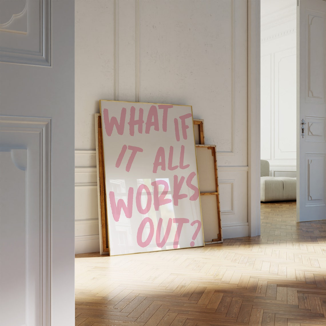 What If It All Works Out Pink Hand Lettered Quote Wall Art Print - Image 5
