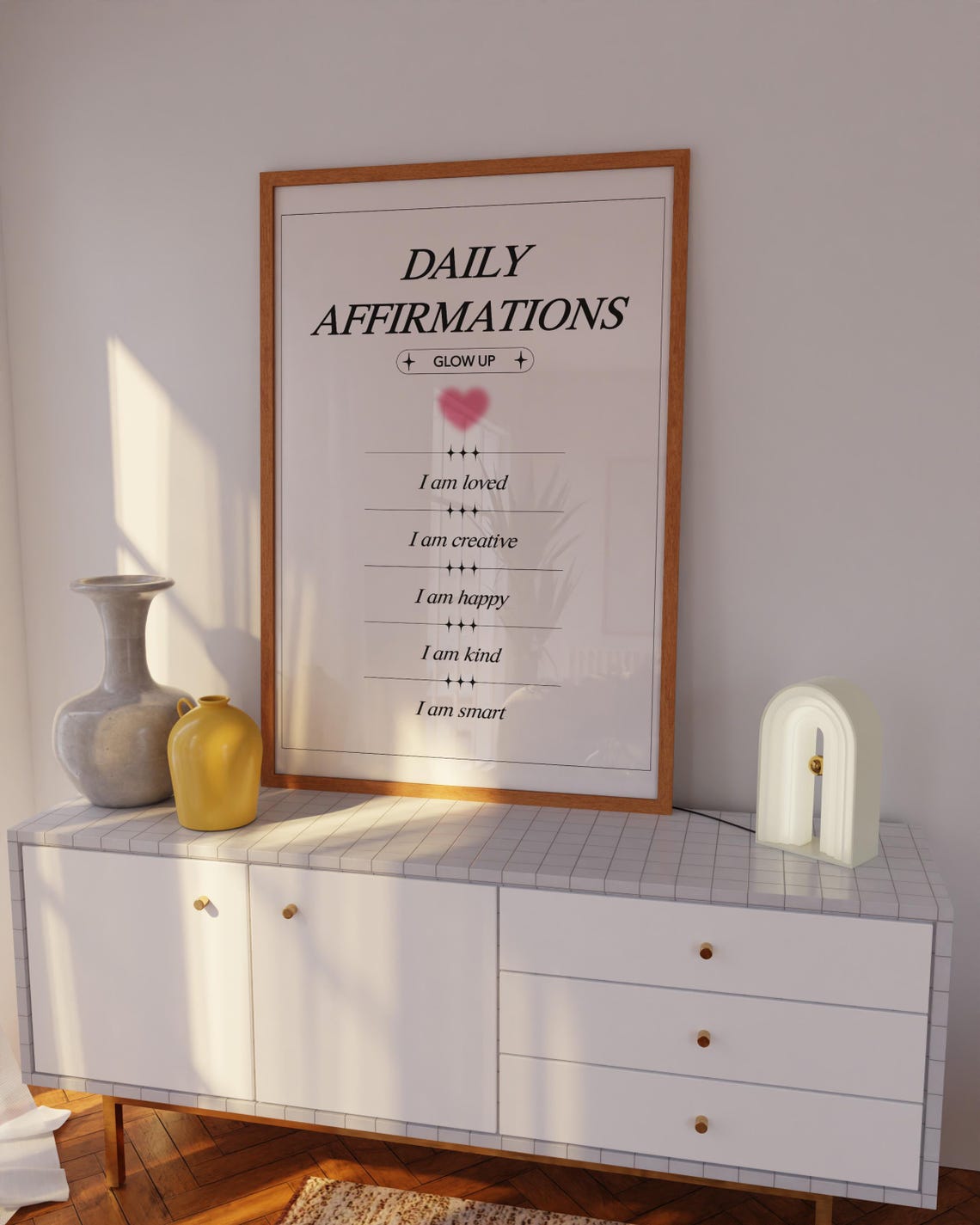 Personalised Daily Affirmations Glow Up Custom Quote Wall Art - Image 6