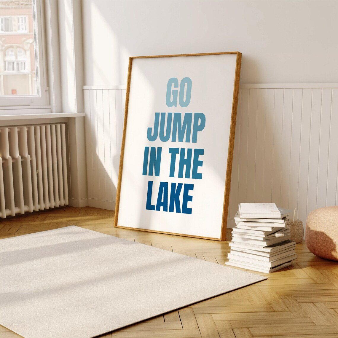 Go Jump In The Lake Blue Lake House Typography Summer Poster - Image 3