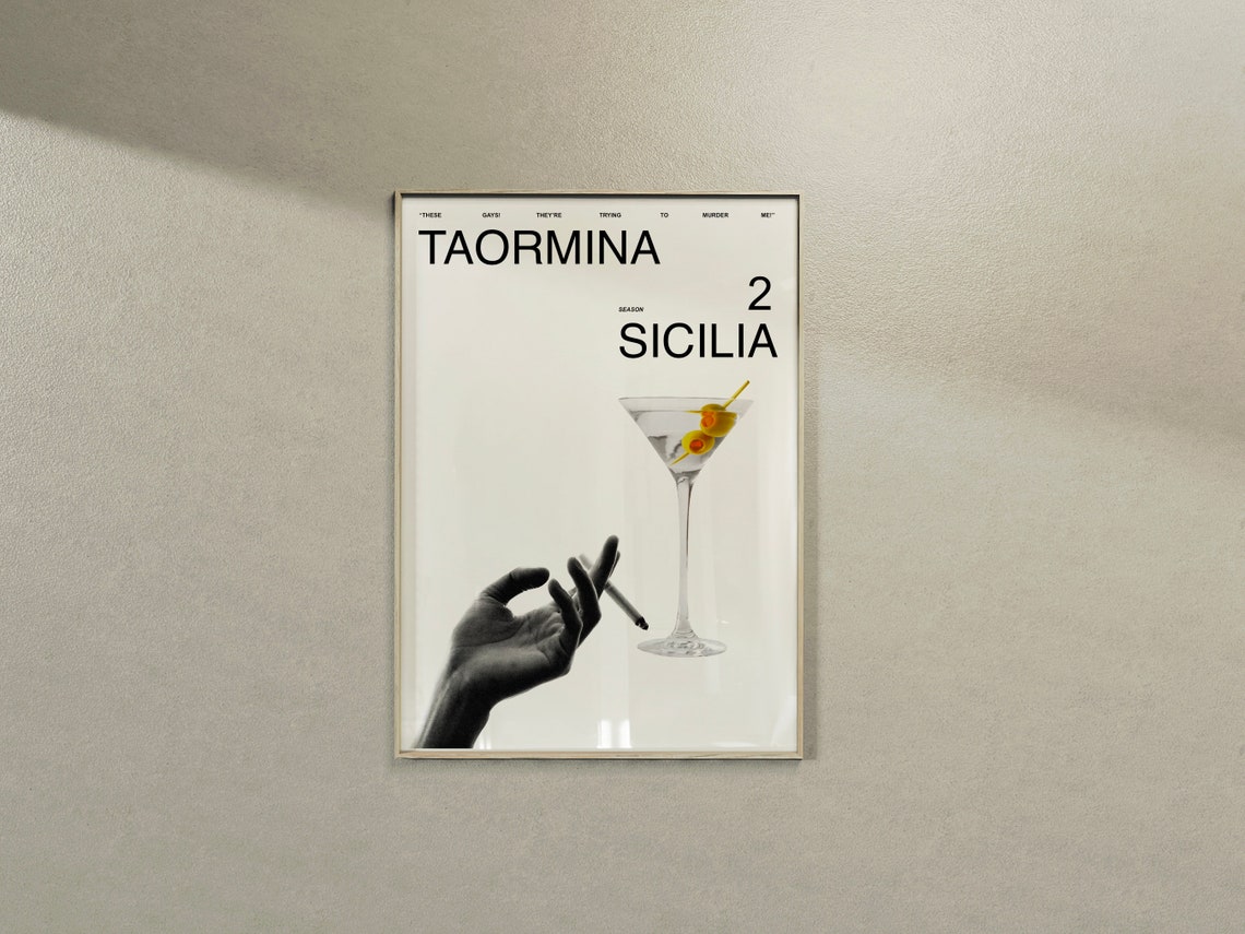 Taormina Sicilia White Lotus Season 2 Martini Quote Art Poster - Image 3
