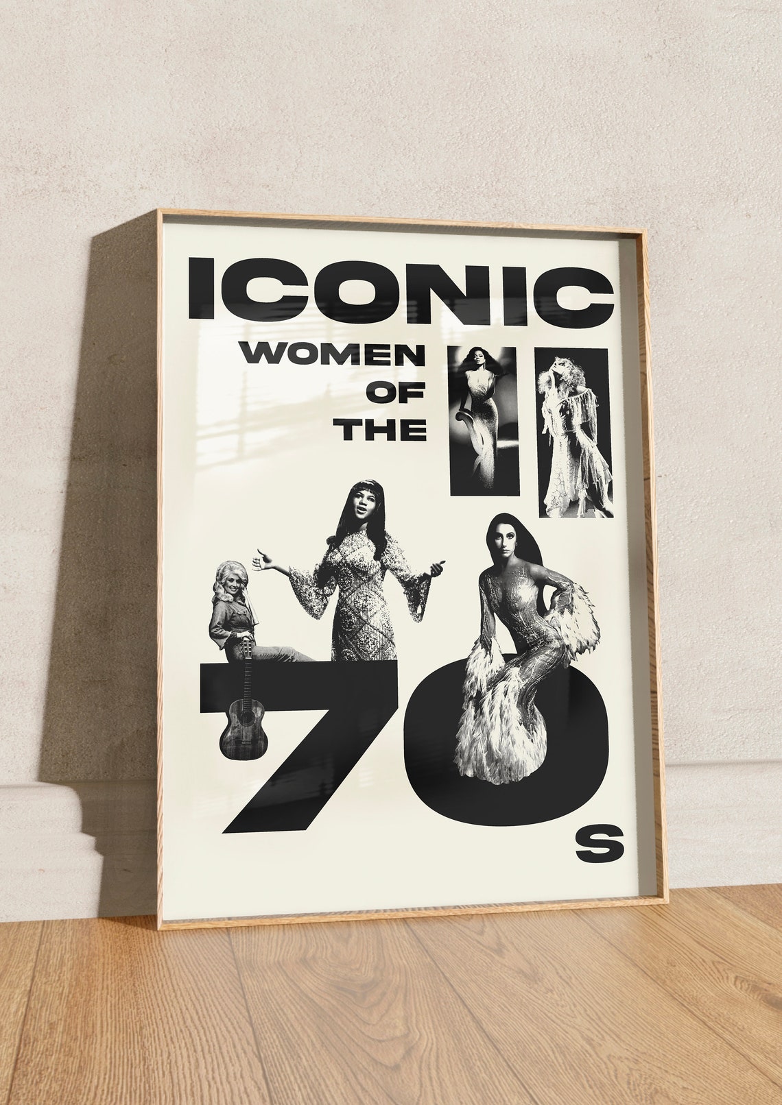 Iconic Women Of The 70s Print Vintage 70s Music Print Gifts For Her Retro Typography Wall Art Instant Print Png - Image 3