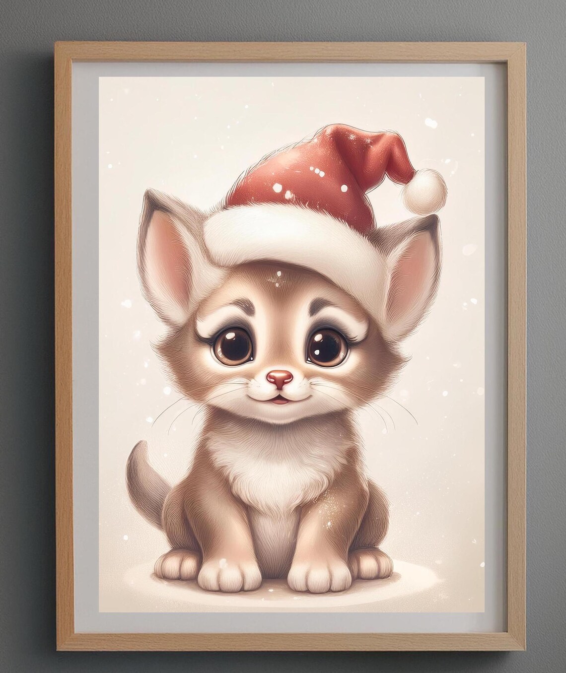 Christmas Kitten Close-Up in Santa Hat Sweet Holiday Portrait Poster - Image 2