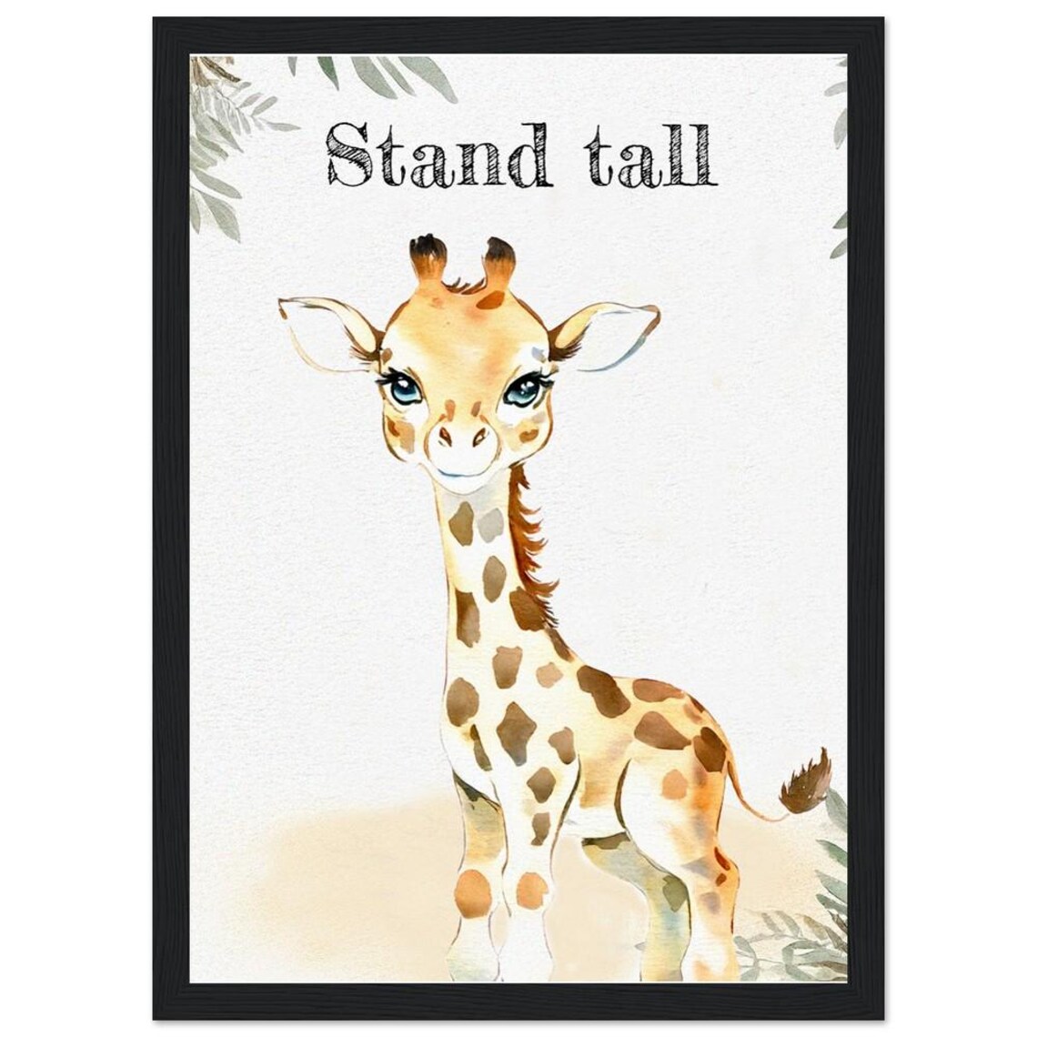 Stand Tall Cute Baby Giraffe Watercolor Nursery Kids Room Poster