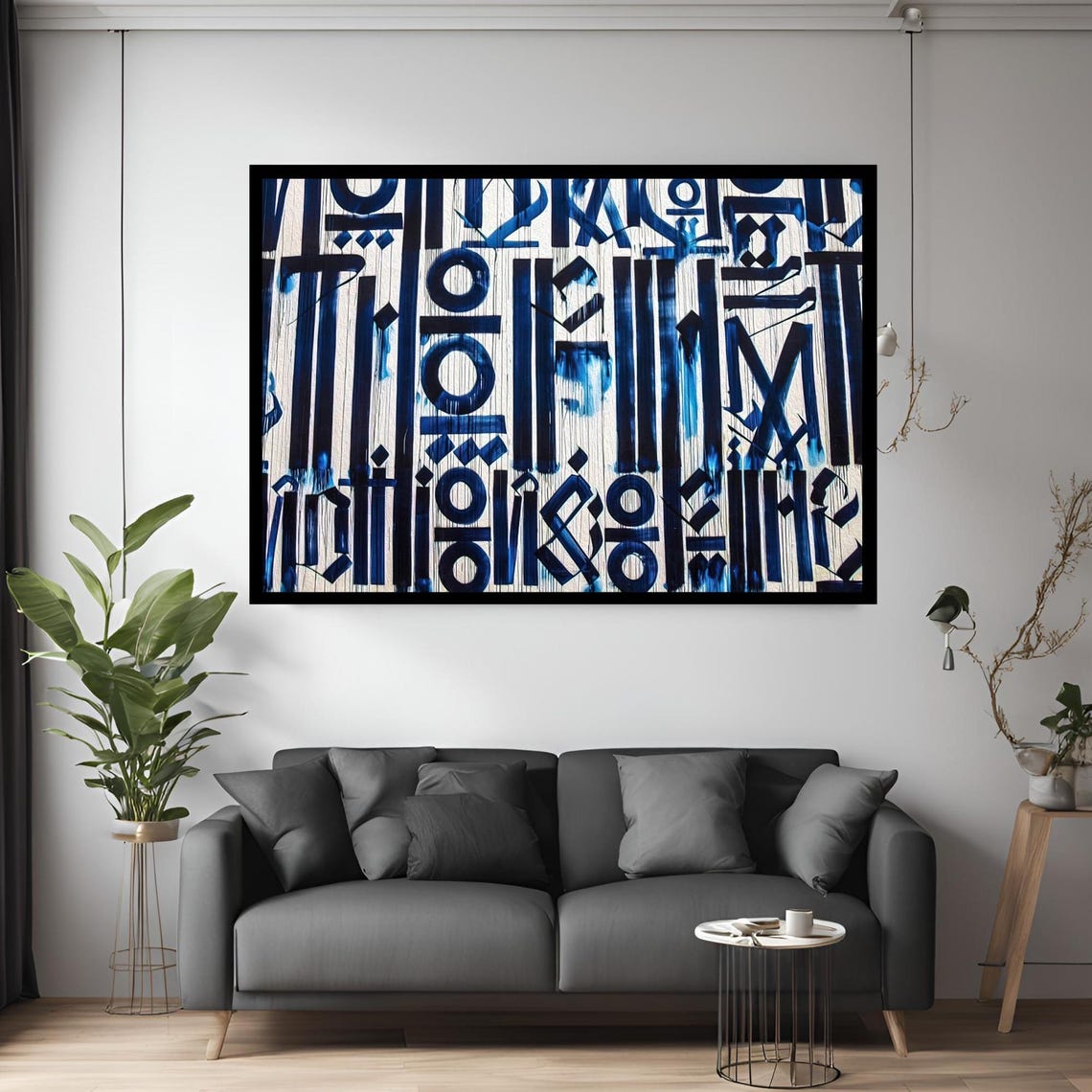 Abstract Retna Graffiti Blue Home Decor Canvas Wall Art Modern Print For
