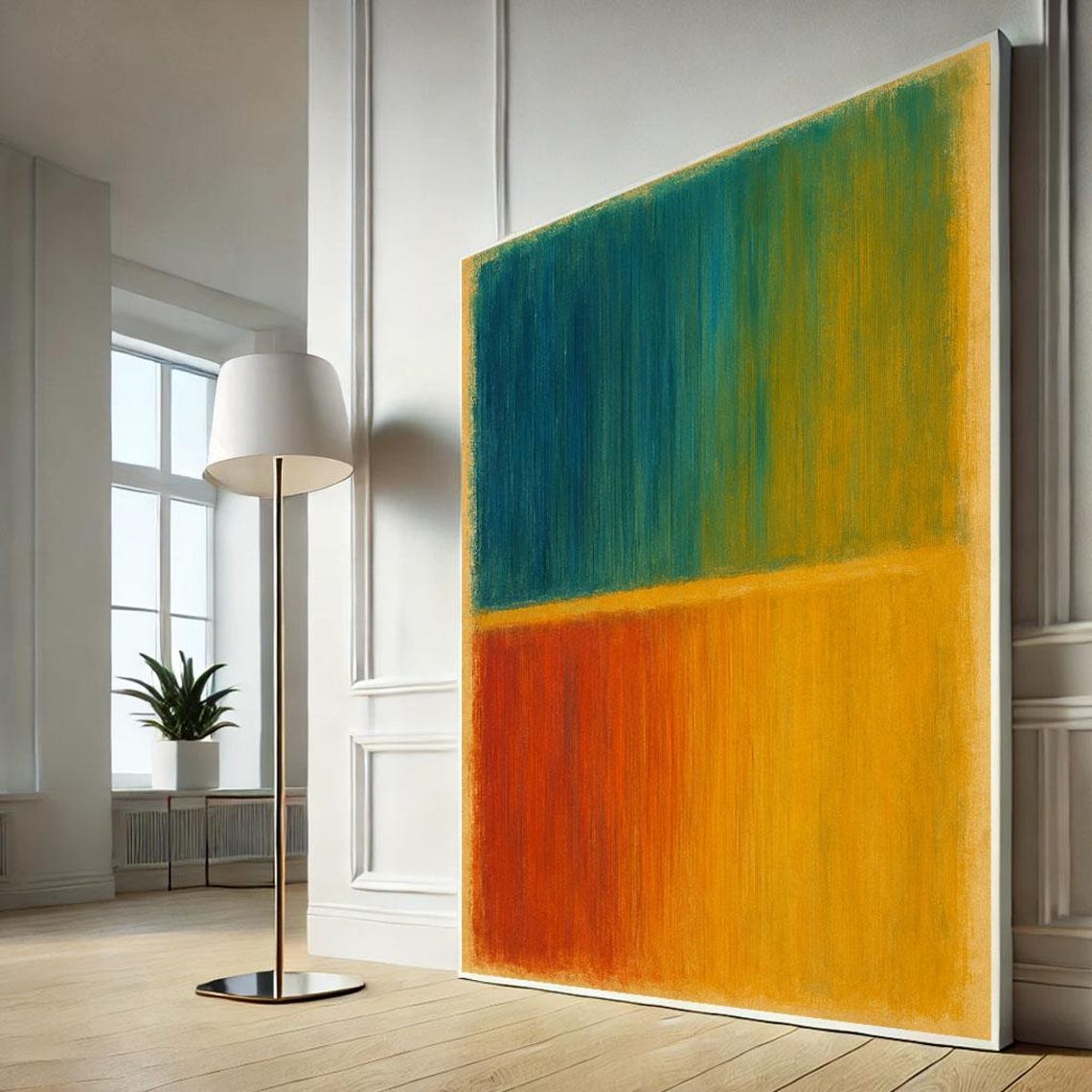 Mark Rothko Inspired Teal And Orange Color Field Abstract Wall Art