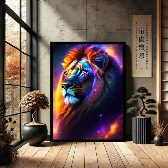 African Lion Animals Canvas Wall Art Modern Print Abstract Decor For Home