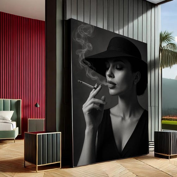 Sophisticated Woman Modern Canvas Wall Art Print Black White Living Room Decor Statement Piece