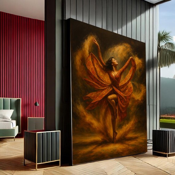 Empowering Dancer Modern Canvas Wall Art Print Warm Tones Living Room Decor Statement Piece