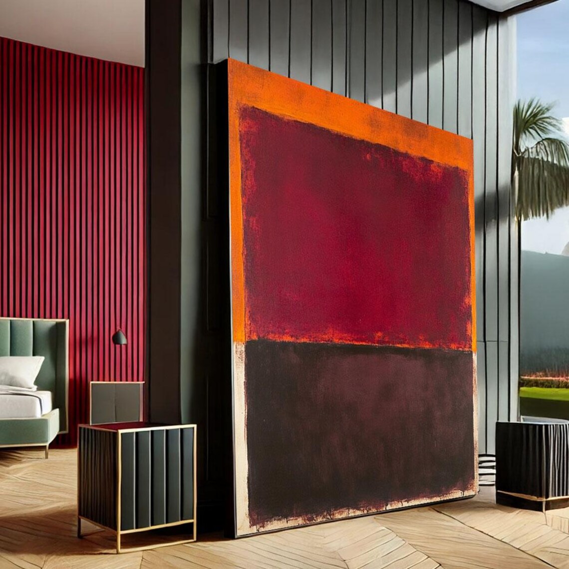 Rothko Inspired Orange Red And Black Color Field Abstract Canvas Print