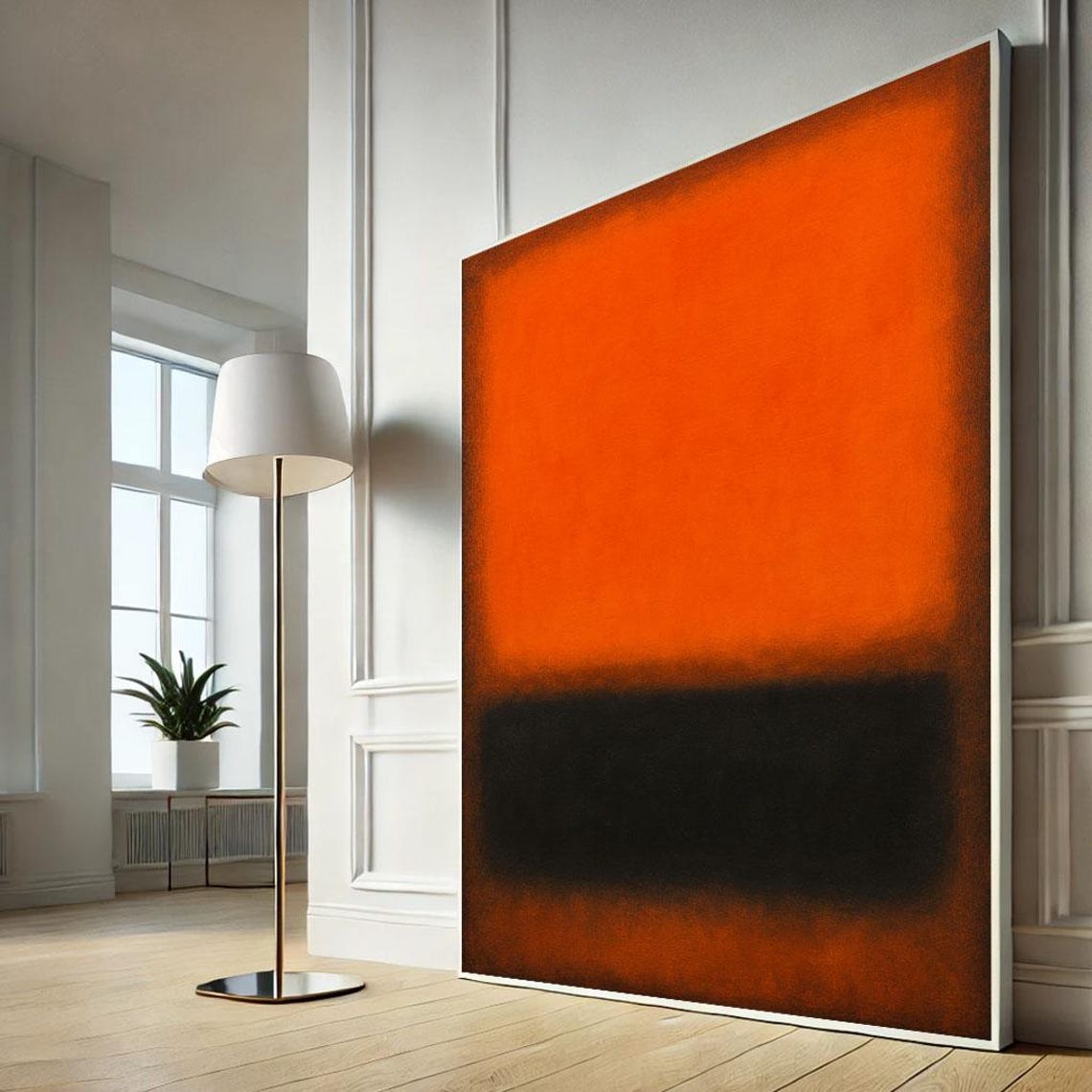 Burnt Orange And Dark Brown Abstract Color Field Canvas Style Wall Art