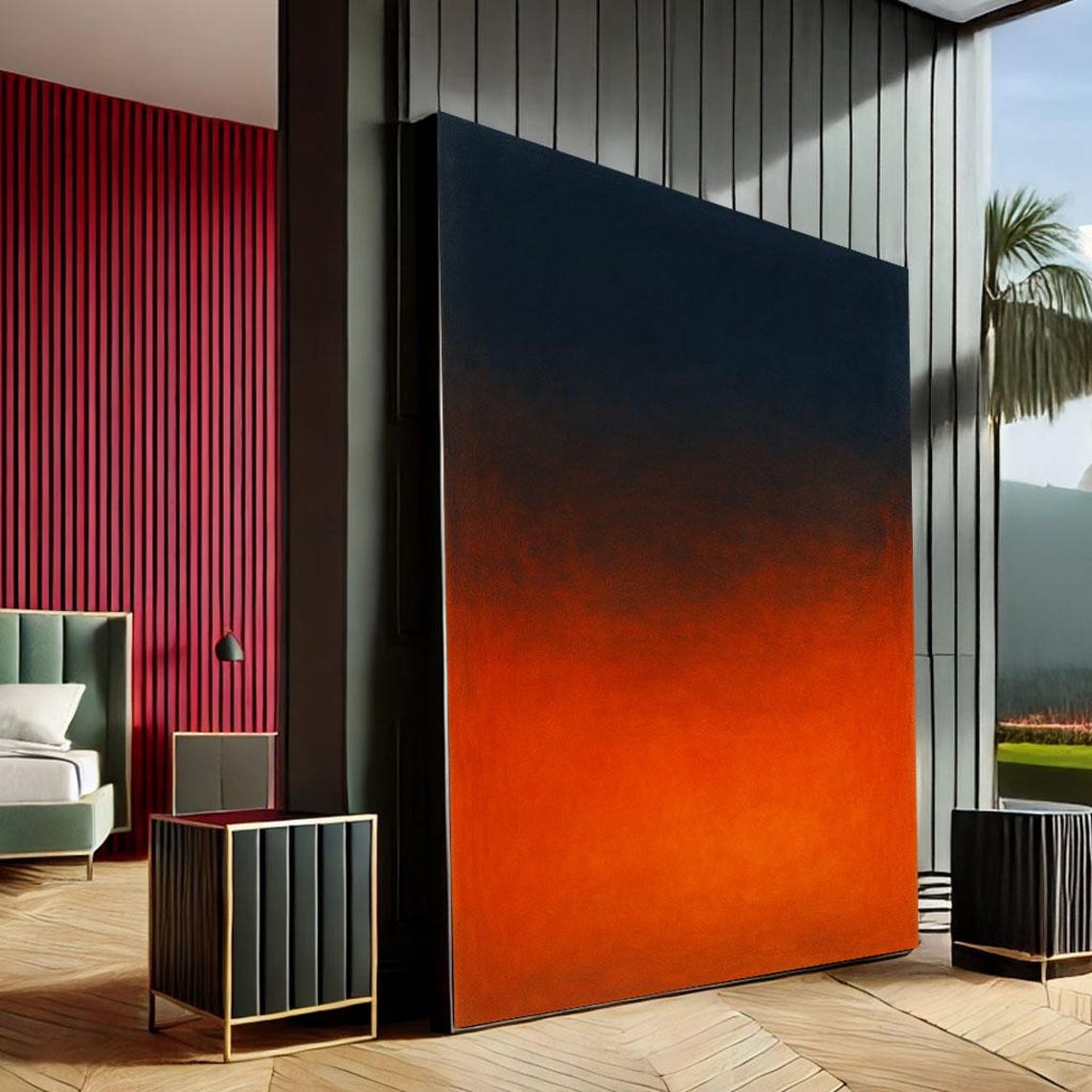 Mark Rothko Inspired Black Orange Color Field Modern Abstract Poster