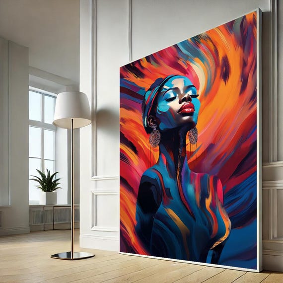 Vibrant Abstract Woman Canvas Wall Art Print Bold Colorful Modern For Home Office Or Living Room