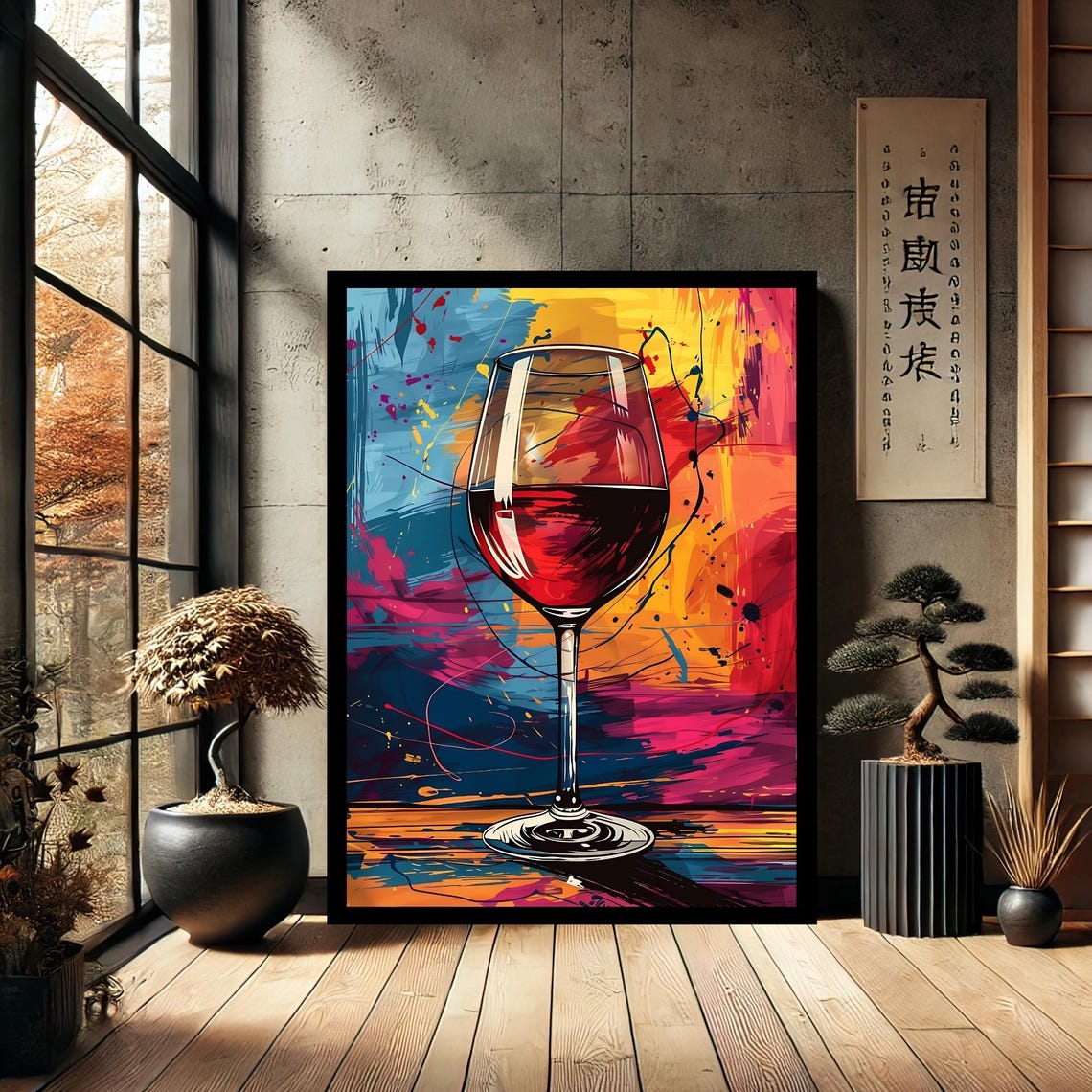 Wine Glass Kitchen Decor Canvas Wall Art Modern Print Painting Abstract For Home