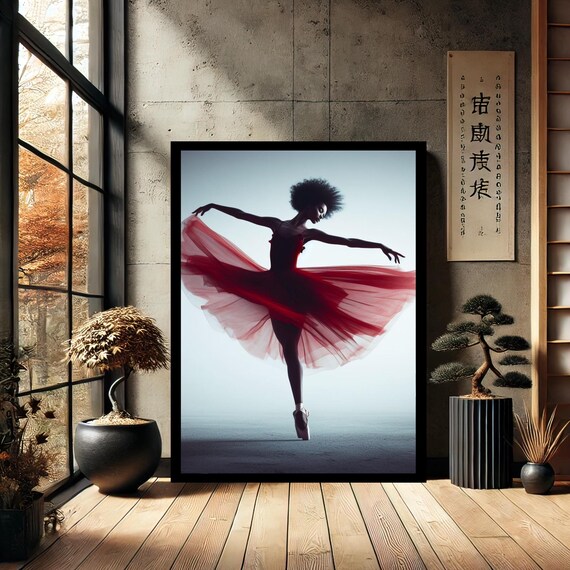 Pink Ballerina Woman Dance Dancer Modern Canvas Wall Art Abstract Home Decor Print