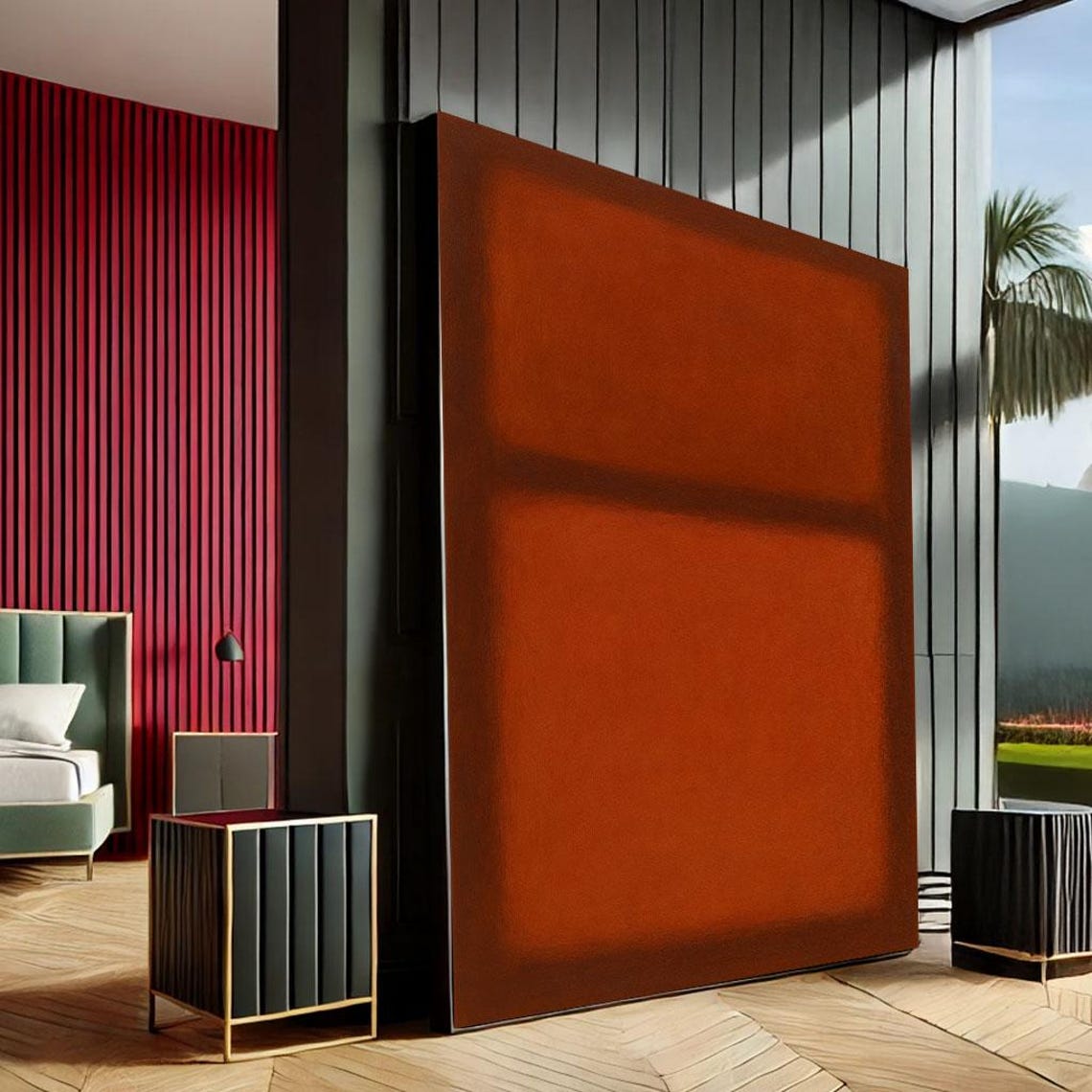 Burnt Orange Rust Minimalist Abstract Canvas Warm Modern Wall Art