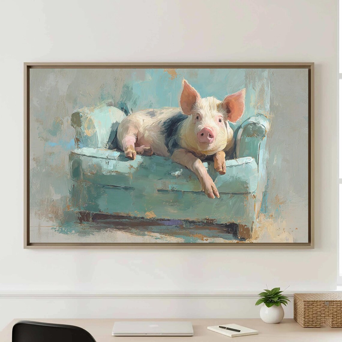 Pig Impressionist Animal Art Print, Home Decor