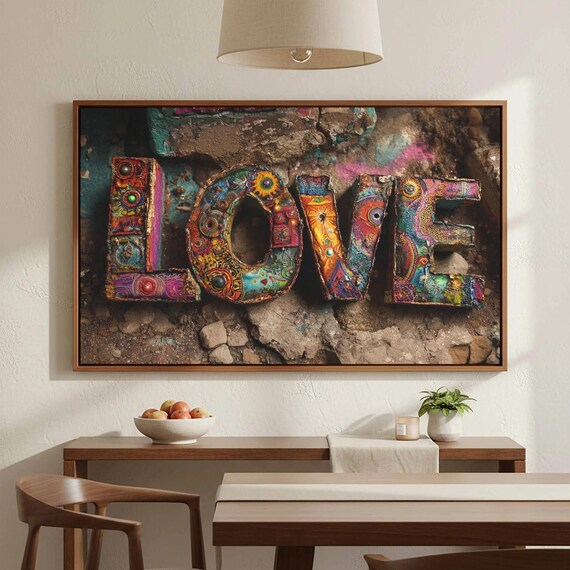Love Typography Mosaic Colorful Graffiti Letters Street Poster