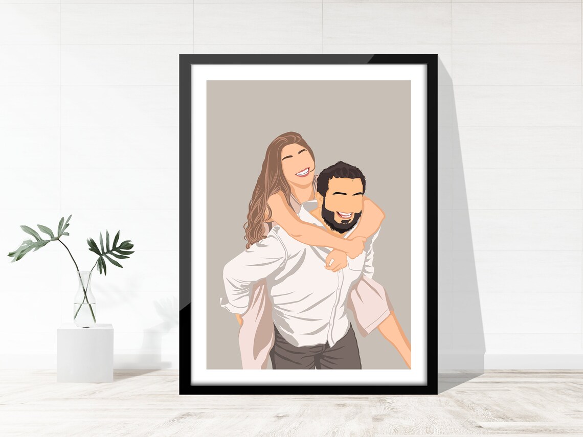 Custom Faceless Couple Portrait, Wedding Anniversary Art Print