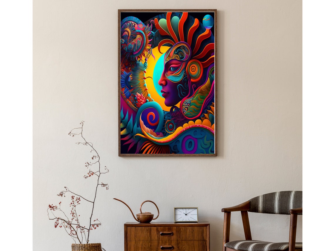 Mayan Decor Divine Feminine Print Colorful Goddess Art Aztec Art Of Jungle Goddess Wall Art Goddess - Image 3