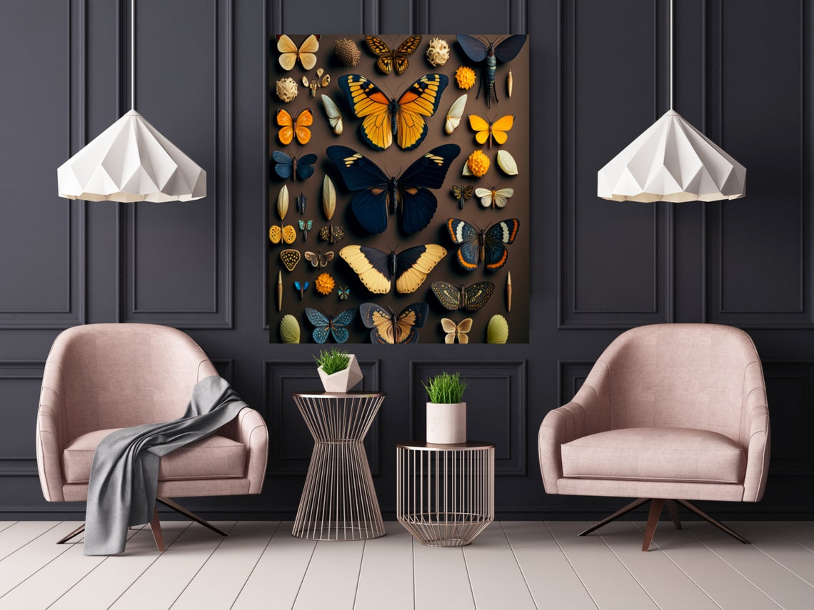 Butterfly Wall Art Golden Butterfly Wall Hanging Butterfly Display Unique Wall Art Butterfly Art Prints - Image 6