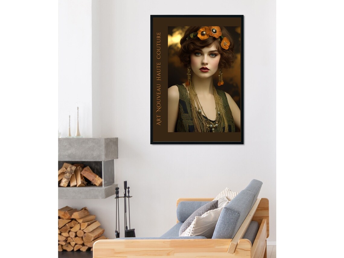 Art Nouveau Flapper with Poppies 1920s Haute Couture Fashion Poster - Image 4