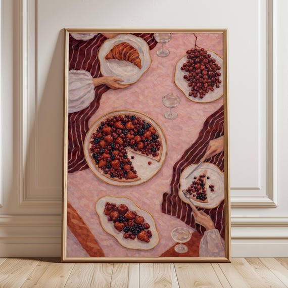 Berry Pie Dinner Still Life, Kitchen Art Print