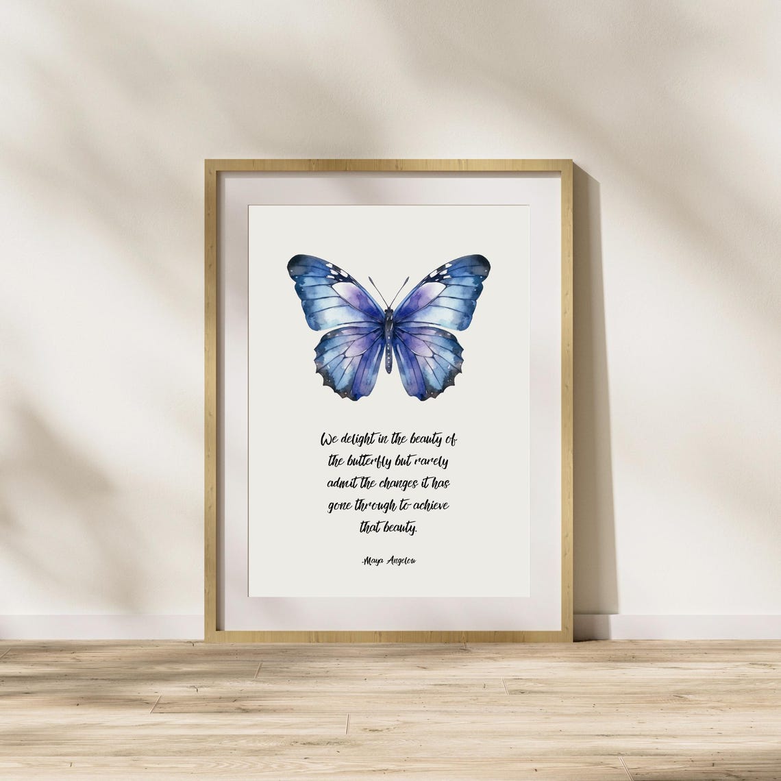 Maya Angelou Butterfly Beauty Quote Blue Watercolor Wings Poster - Image 6
