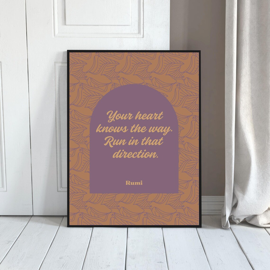 Rumi Your Heart Knows the Way Quote Terracotta Purple Arch Poster - Image 3