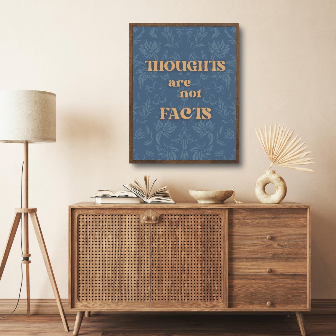 Thoughts Are Not Facts Quote Navy Botanical Mental Health Poster - Image 5