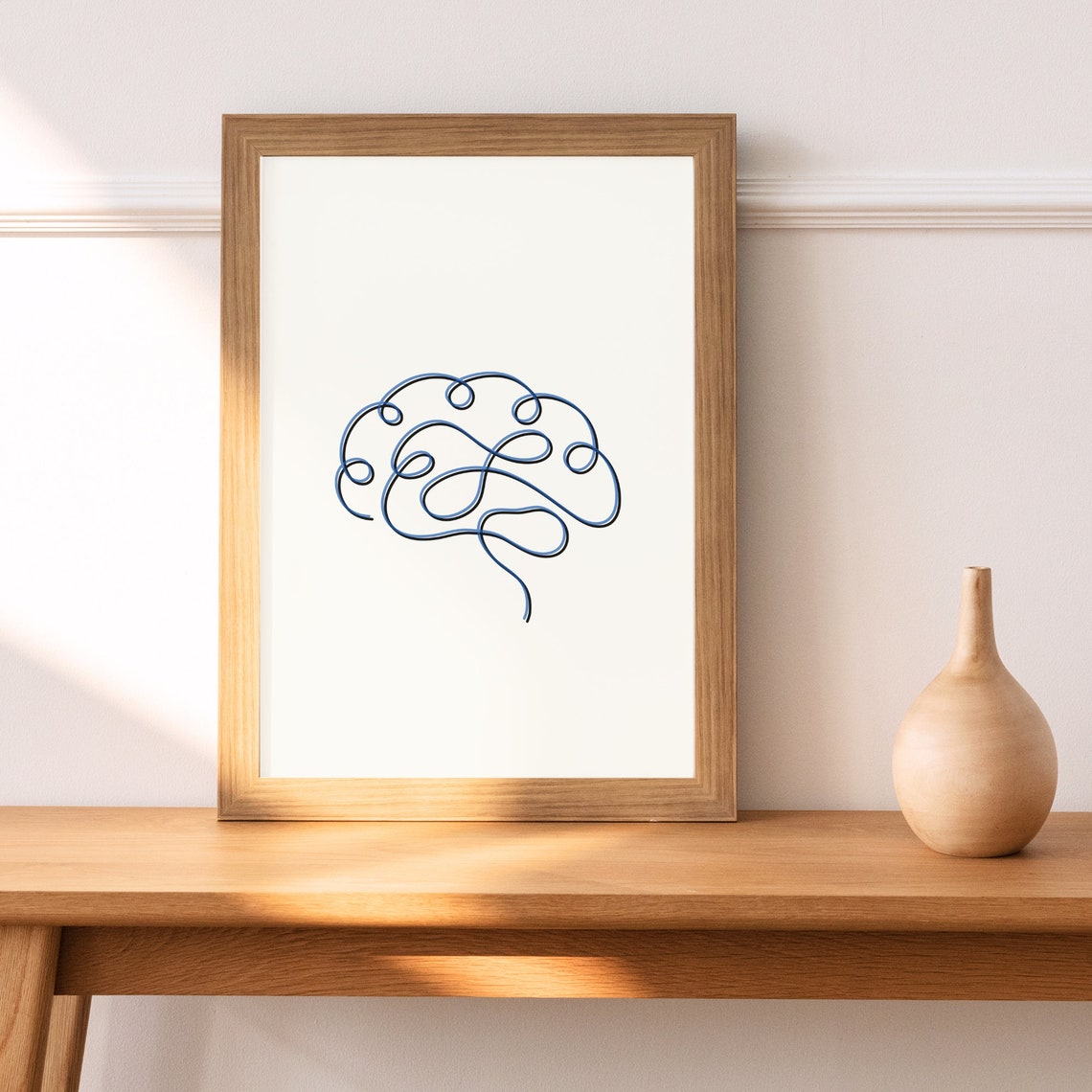 Single Continuous Line Brain Drawing Minimalist Modern Art Poster - Image 3