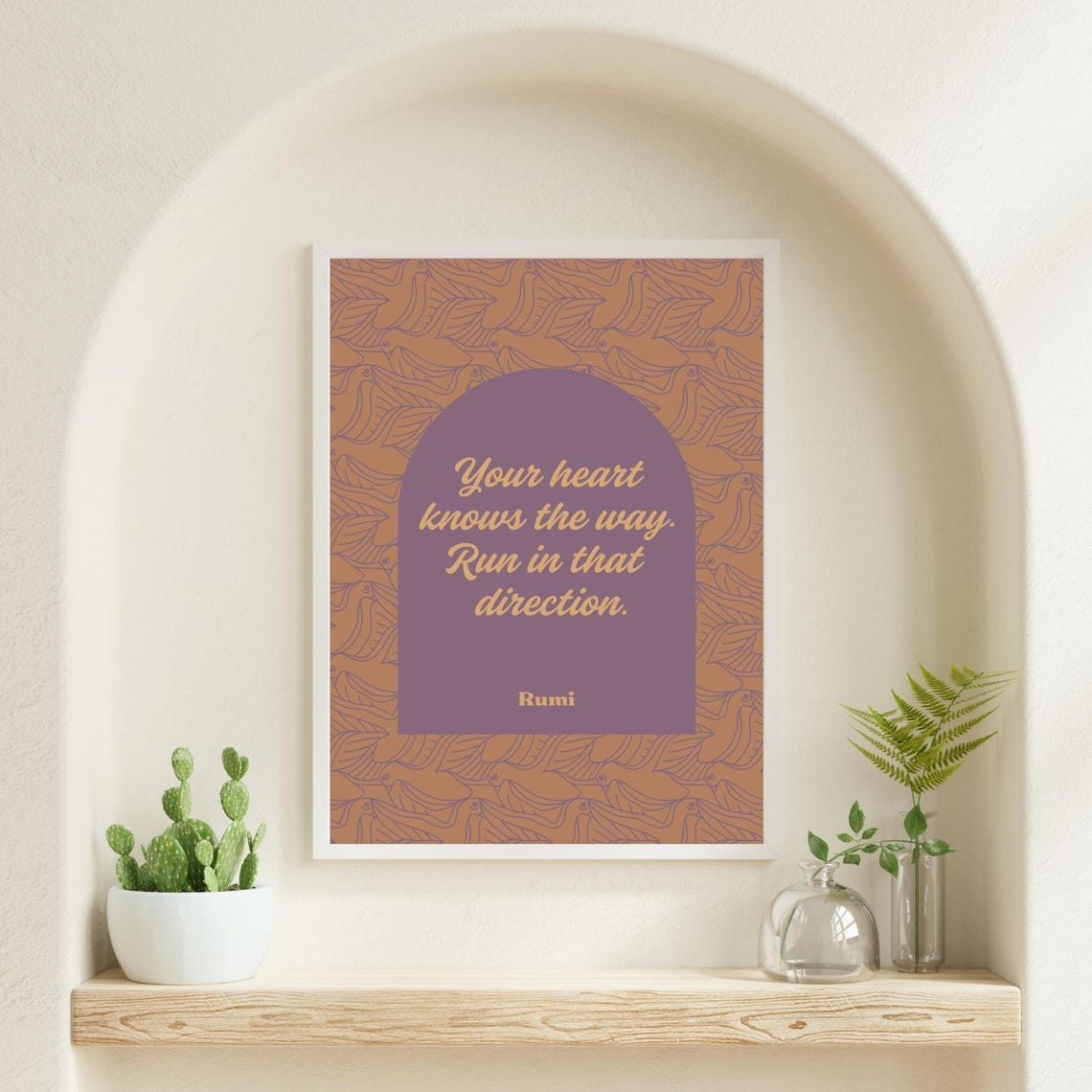 Rumi Your Heart Knows the Way Quote Terracotta Purple Arch Poster - Image 4