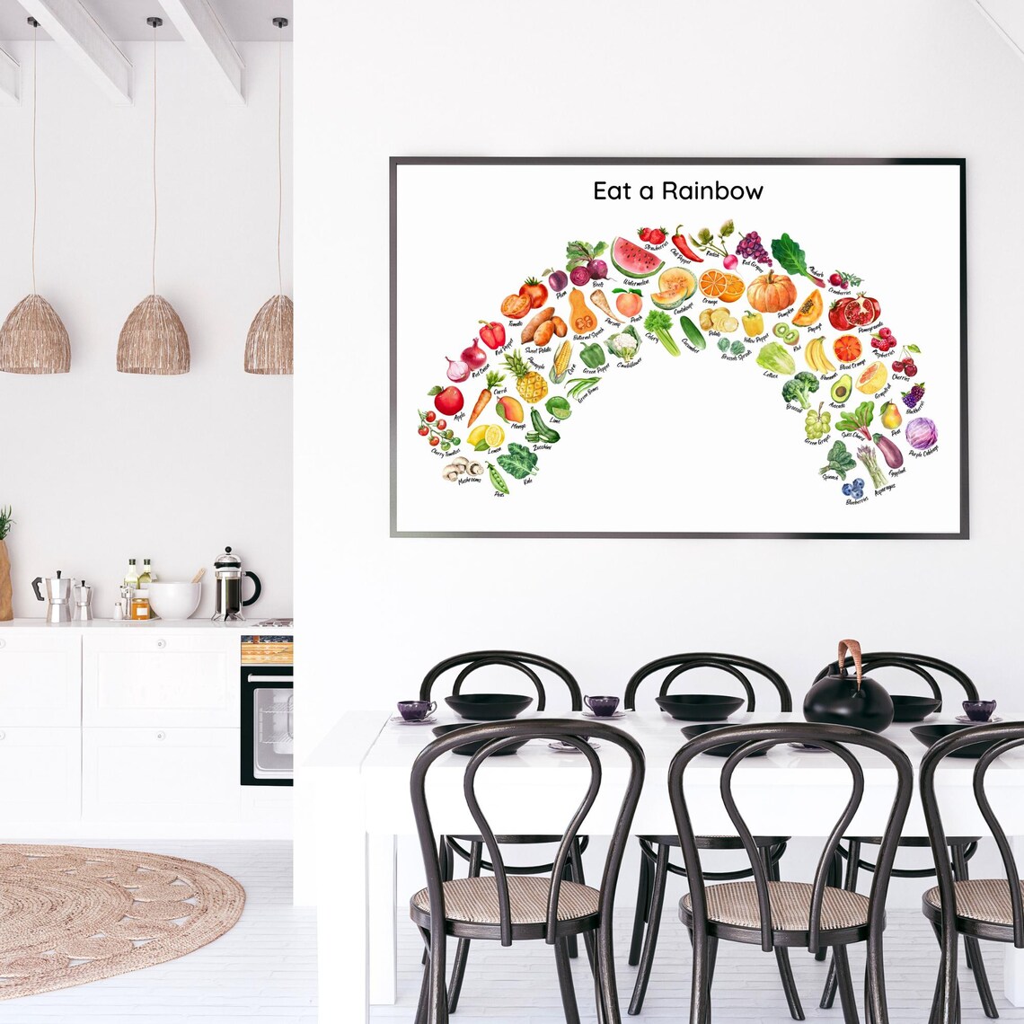 Eat A Rainbow Fruits Vegetables Poster, Kids Playroom - Image 5